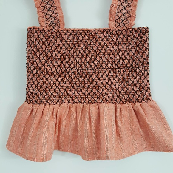 Line & Dot Revolve Zoe Smocked Top Ruffle Trim Women's XS - Picture 6 of 12